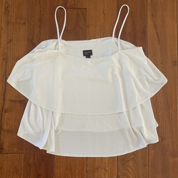 FREE PRESS white tiered tank top size XL ruffle - Nordstrom - Picture 2 of 8